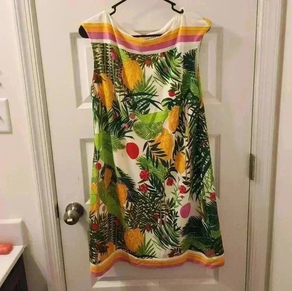 Trina Turk M Fantasy Island Tropical Banana High Neck Shift Dress #Z547 - Picture 1 of 6